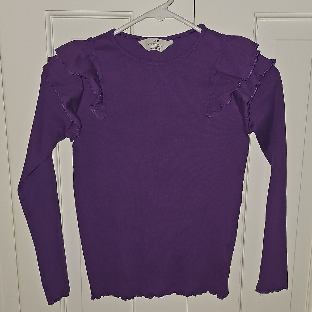 H&M Violet Ruffle Detail Long Sleeve Top
